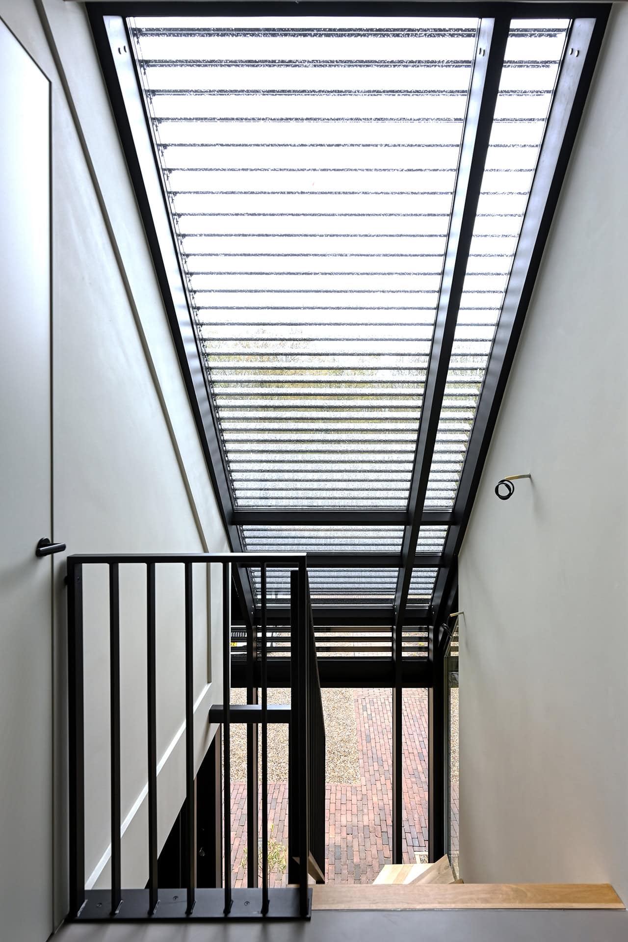 Binnenkant van de lichtstraat met lamellen