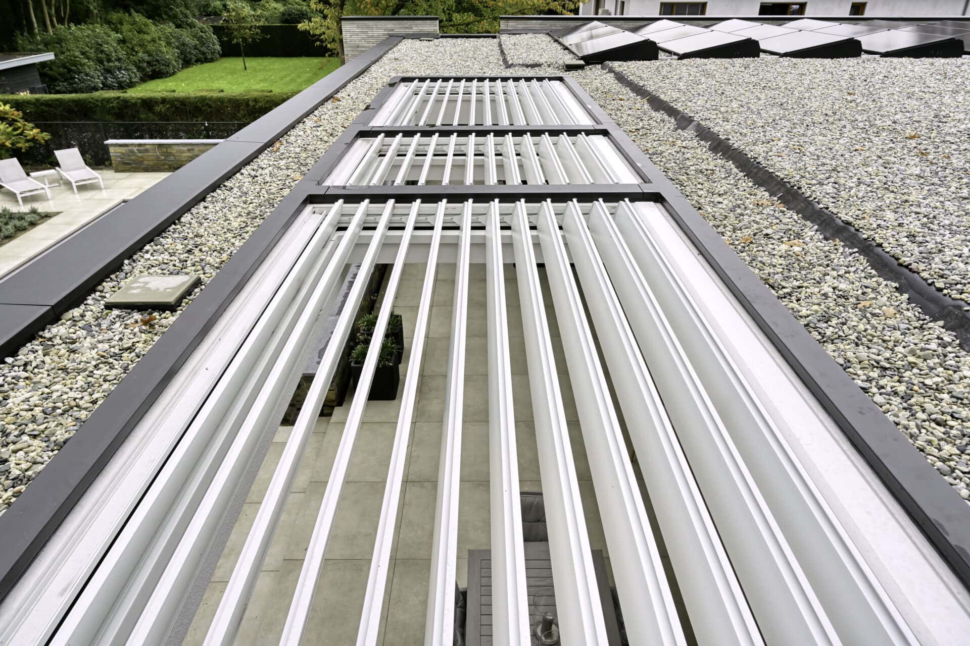 Bovenaanzicht inbouw lamellendaken