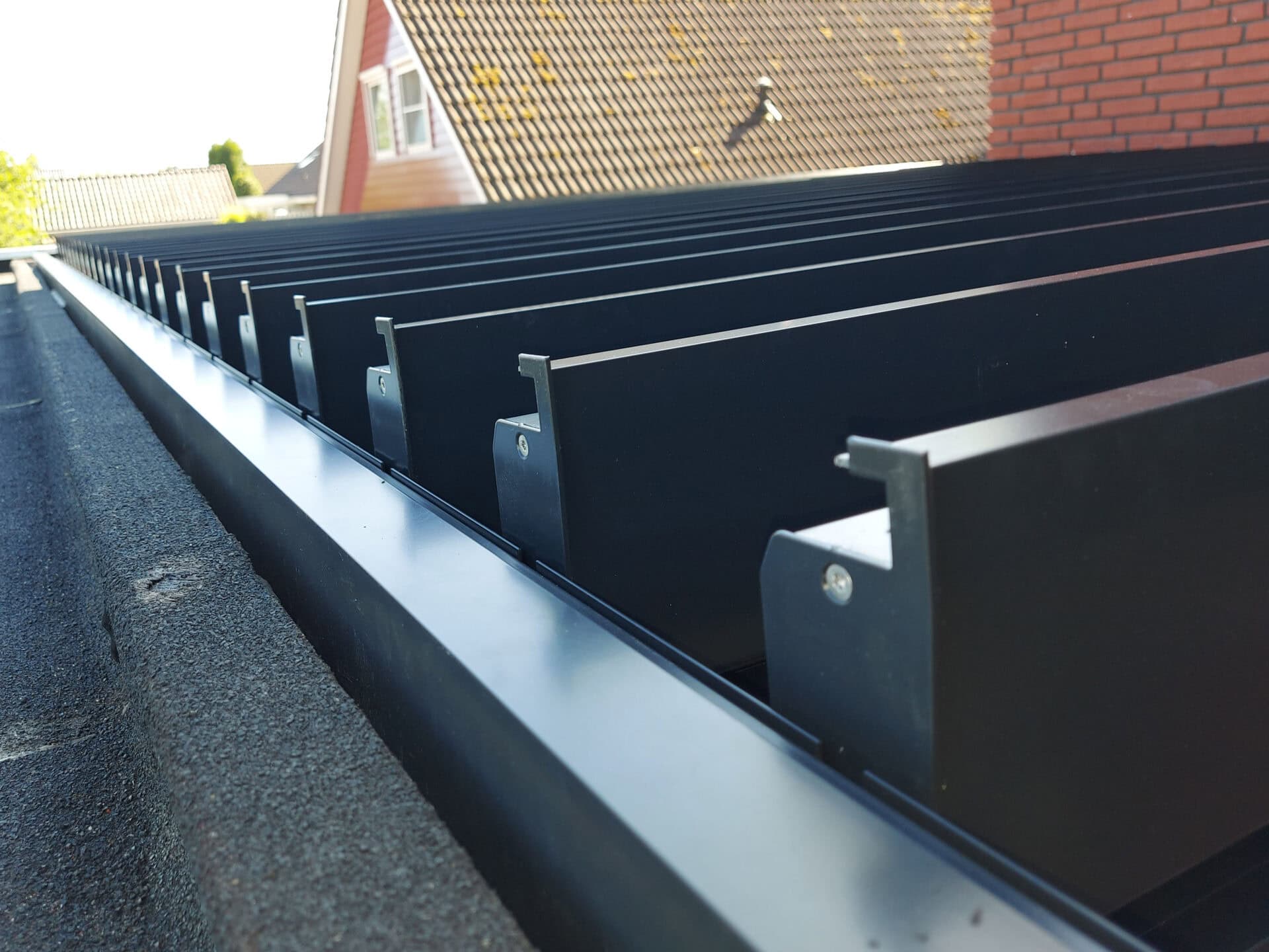 Close-up van de lamellen dan een Quadro inbouw lamellendak