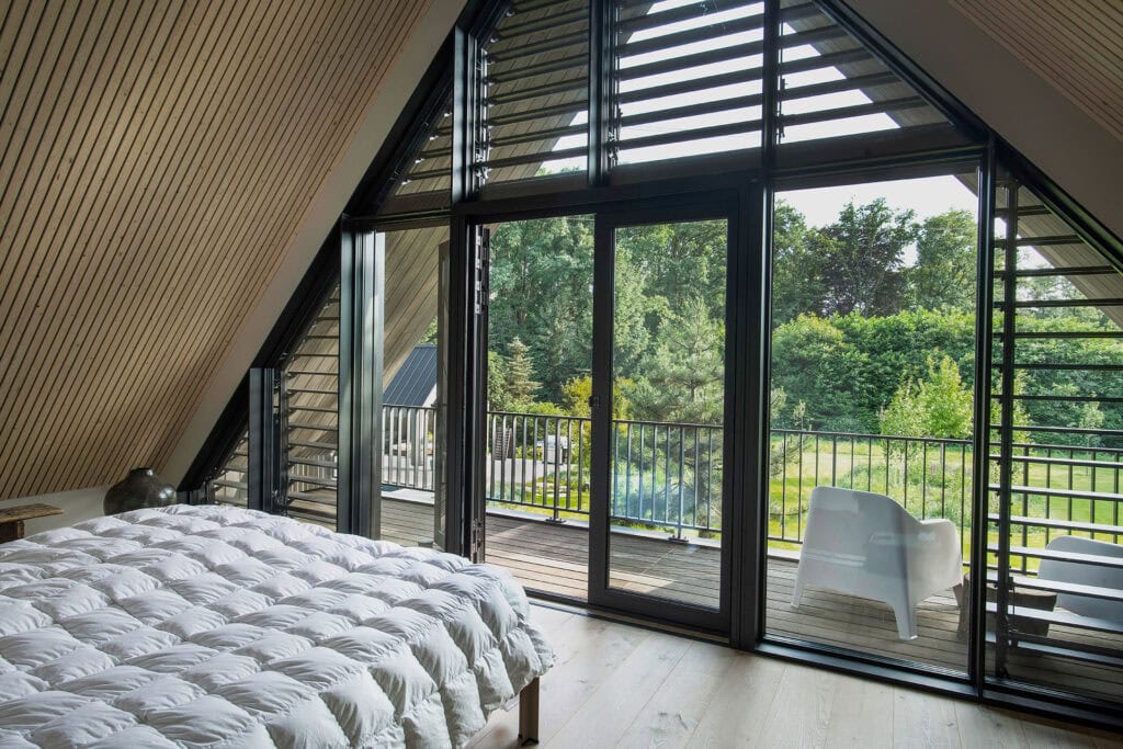 Binnenkant van de kantelbare lamellen in punt